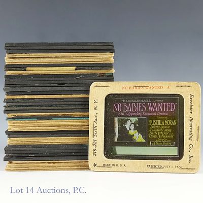 Silent Movie Glass Lantern Slides (39). Interesting collection of glass lantern slides promoting 