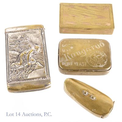 Antique Brass Vesta Cases / Match Safes. Four antique vesta cases or match safes made from brass 