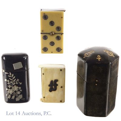 Antique Vesta Cases / Match Safes. Four antique vesta cases or match safes made from various 