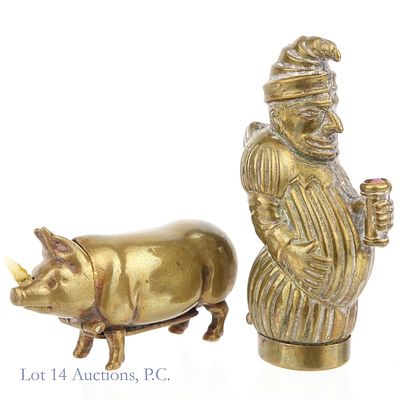Antique Brass Vesta Cases / Match Safes. Two antique vesta cases or match safes made of brass. 
