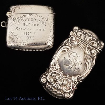 Antique Sterling Silver Vesta Cases / Match Safes. Two antique vesta cases made from sterling 
