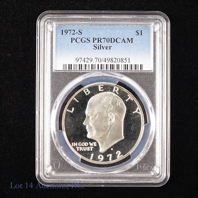 1972-S US Silver Proof IKE $1 (PCGS PR70 DCAM). 1972-S United States silver proof Eisenhower 
