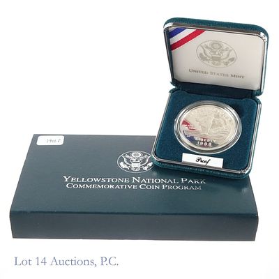 1999-P USA Silver Proof Yellowstone NP $1 in OGP. 1999-P United States silver proof DCAM 