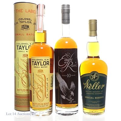 Col EH Taylor BIB, Weller SR, Eagle Rare Bourbon 3. Colonel E.H. Taylor Small Batch Bottled In 