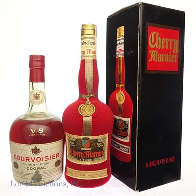 60s/70s Cherry Marnier & Courvoisier. Two bottles total in this lot. The first is a bottle of 