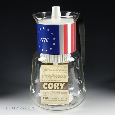 NOS 1976 Cory Bicentennial Glass Coffee Percolator. Brand new with tags old stock 1976 Cory 