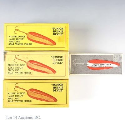 Junior Huskie Devle & Dardevle Fishing Lures (4+2). Four (4) Lou J. Eppinger Junior Huskie Devle 