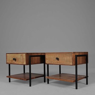 ATTRIBUTED TO CRATE &amp; BARREL ATWOOD NIGHTSTANDS, A PAIR each 50cm x 54cm x 45.5cm approx. 