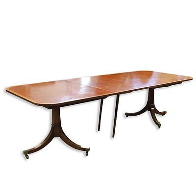 DINING TABLE Regency style mahogany 76 cm H x 182 cm D, plus two leaves each 40 cm W x 107 cm D