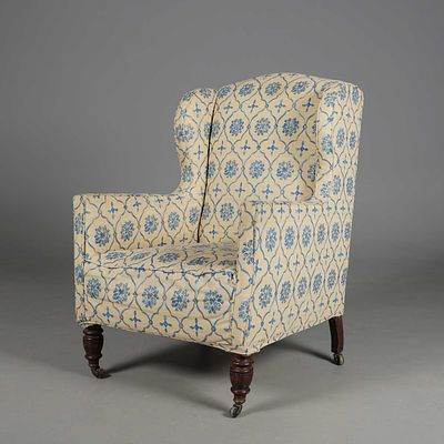 VICTORIAN ARMCHAIR later upholstery, 70.5cm W approx. sold as seen, with faults