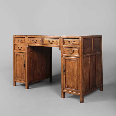 A CHINESE HARDWOOD DESK. 130cm L x 66cm W x 86cm H. wear commensurate with age.