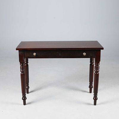19TH CENTURY MAHOGANY HALL TABLE single drawer, 73cm H x 99cm W x 41cm D.