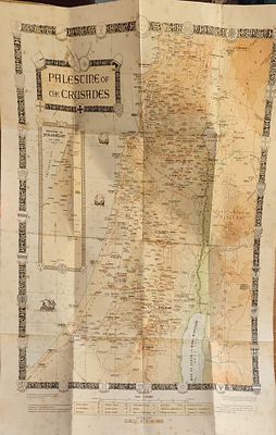 Palestine of the Crusades. Survey of Palestine. 1946.- מפה. מפה היסטורית מפורטת ומקורית של ארץ 