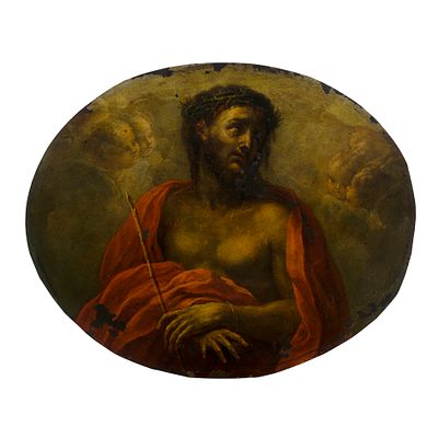 Scuola genovese del XVII secolo - Scuola genovese del XVII secolo Ecce Homo Olio su rame 26 x 32 