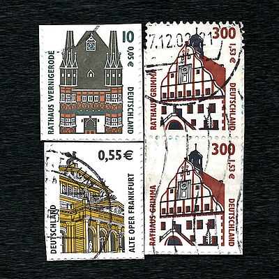 Germany, Block of Four Used Stamps from the 'Buildings and Monuments' Series, c. 2000 (Michel 