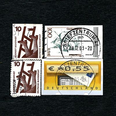 German Postage Stamp Group: "Jederzeit Sicherheit", "Year of the Bible" and ATM Label. A group 