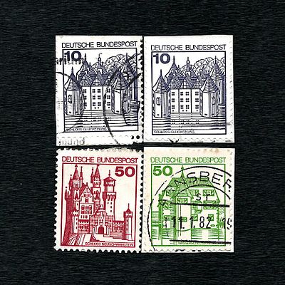 A Group of Four German Stamps from the Deutsche Bundespost 'Castles and Palaces' Series, 1977. Th 