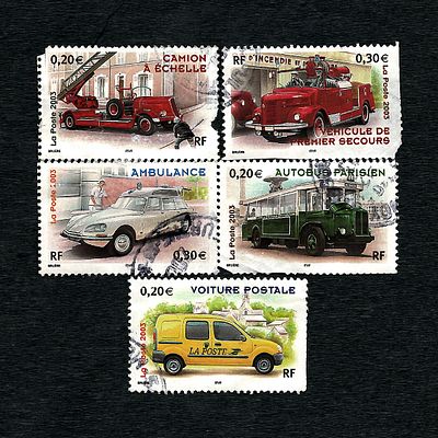 France 2003 - 'Utility Vehicles' Series - Block of Four and Renault Kangoo Seal (Oblitérés). A 