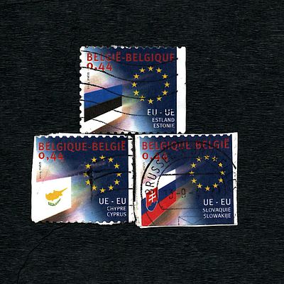 Three Used Belgian Postage Stamps from the 'European Union - New Members' Series, 2004 (Estonia 