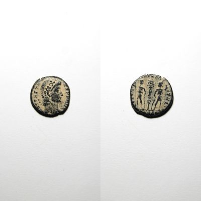 Follis - Constantius II (337-361 d.C.; emitido como César, 336-337 d.C.). Anverso: Busto 