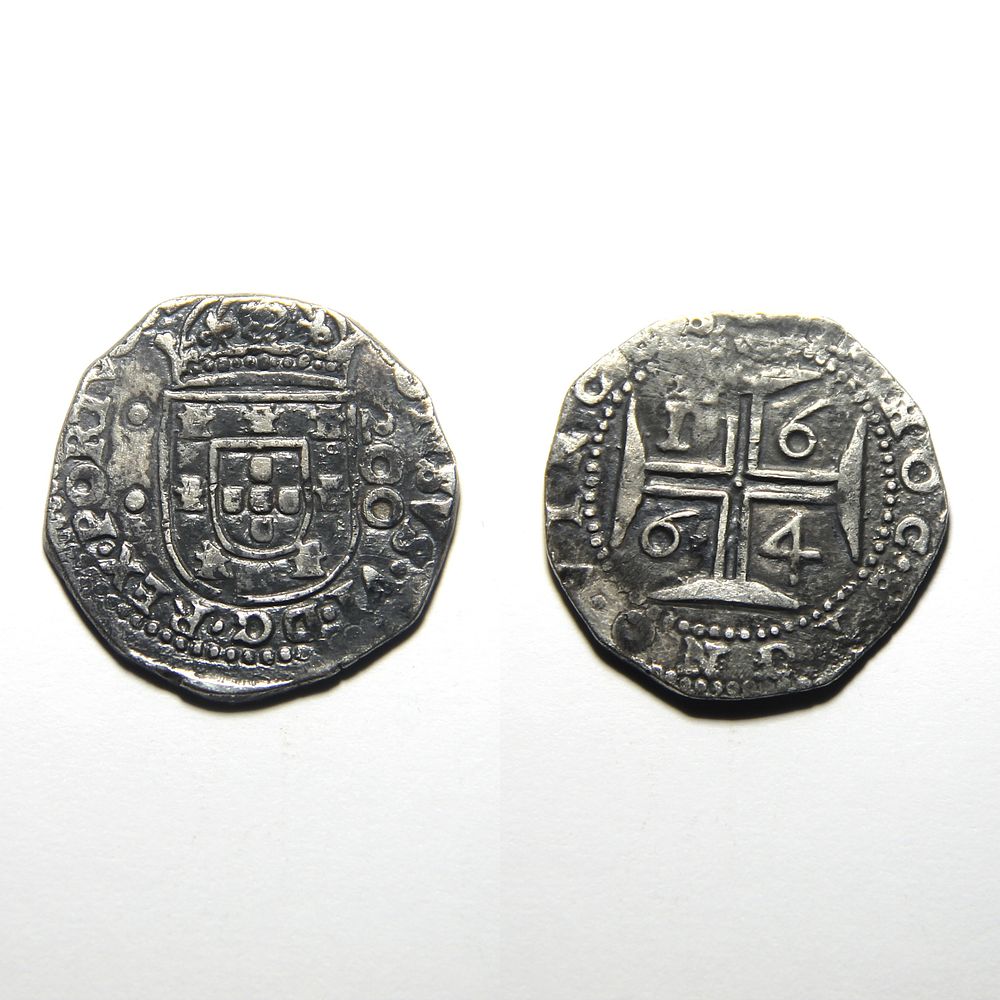 Meio Cruzado 1664 - D. Afonso VI (1656-1667). Lisboa – Variante PORTVGAL 
AG 28.07 
Legenda 