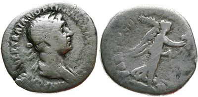 Rare Quinarius – Trajan (98–117 AD) – PARTHICO. Obverse: Laureate head of Trajan right. 
Legend: 