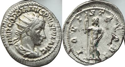 Antoninianus – Gordian III (238–244 AD). Obverse: Radiate, draped and cuirassed bust of Gordian 