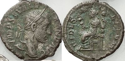 Denarius – Severus Alexander (AD 222–235). Obverse: Laureate, draped and cuirassed bust of 