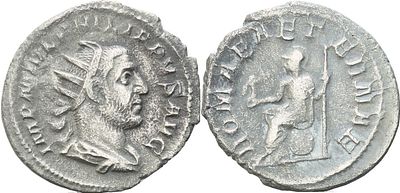 Antoninianus – Philip I “the Arab” (AD 244–249). Obverse: Radiate, draped and cuirassed bust of 