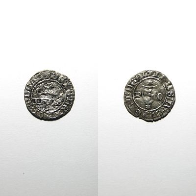 Half Real (At&iacute;pico) 32.03 – D. Jo&atilde;o I (1385–1433) – Portugal. Porto minting (P/P O) 
Obverse 