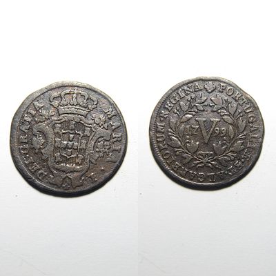 V R&eacute;is 02.04 – D. Maria I (1786–1799) – Portugal. AG 02.04 – 1799 
Metal: Copper 
Diameter: 30 