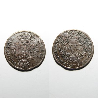 V R&eacute;is 02.04 – D. Maria I (1786–1799) – Portugal. AG 02.04 – 1799 
Metal: Copper 
Diameter: 30 