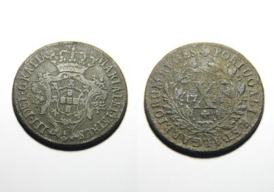 X R&eacute;is 04.01 - D. Maria I e D. Pedro III (1777-1786). AG 04.01 - 1777 Metal: Cobre Di&acirc;metro: 35 
