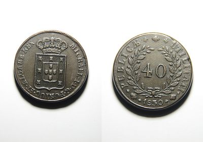 Pataco 04.06 - D. Miguel I (1828-1834). AG 04.06 - 1830 - Escudo est. 14mm Material: Cobre Peso: 