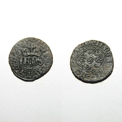Meio Real de Dez Soldos 17.04 - D. Jo&atilde;o I (1385-1433). AG 17.04 ADIVTORIVM ... / IHNS ... Metal: 
