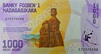 מדגסקר שטר בעריך 1000 אריארי משנת 2017