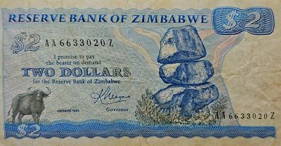 זימבבואה שטר בעריך 2 דולר משנת 1983