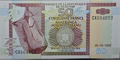 בורונדי שטר בעריך 50 פרנק משנת 2005