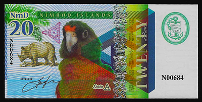 איי נמרוד שטר מזכרת בהנפקה פרטית עם סימני מים וביטחון בעריך 20 דולר משנת 2018 במצב חדש