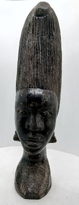 פסל ראש אפריקאי שיבטי מגולף בעבודת יד עשוי מעץ אבוני כבד מידות גובה 33 ס"מ