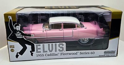 דגם אספנות מהדורה מוגבלת רכב קדילק משנת 1955 של הזמר המפורסם אלביס פרסלי 1/24 צבע ורוד יפייפה 