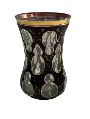 כוס זכוכית לאספנות מהמאה הבוהמית נדירה, 13/8.5 ס"מ