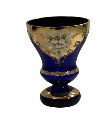 צ'כי בוהמי וינטג', אגרטל, פרחים מצוירים ביד, 12/9 ס"מ