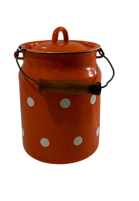 פחית אמייל כתומה מנוקד אמייל קנקן סובייטי בידון קנקן בציר פחית חלב 20/15 ס"מ