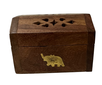 קופסת עץ, הינדית, לקטורת, 6/6/8.5 ס"מ