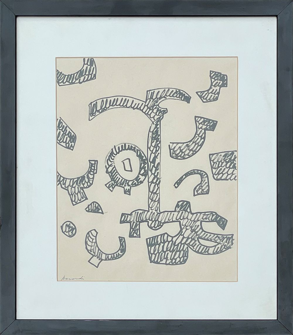 Carla Accardi, 1924 - 2014,
”Untitled”, 1994,
Black marker on paper, 
Cm 25 x 30. Framed 
Signed 