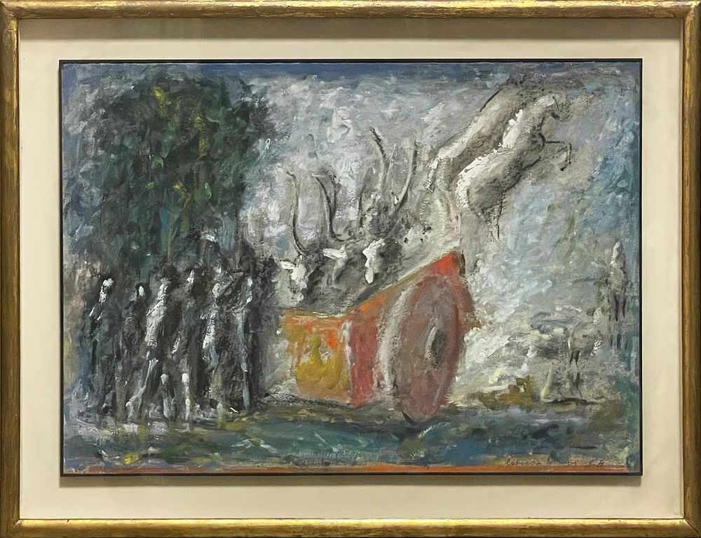 Roberto Barni 1939 - 
“Untitled”, 1985, mixed media oil on canvas cardboard, 
cm 70 &times; 50,. th 