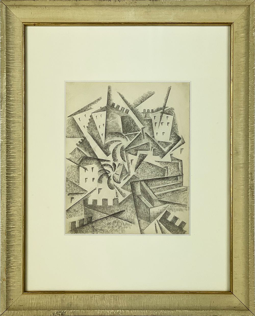 Roberto Marcello Baldessari 1894 - 1965 
“Landscape with Houses”, 1919, Grease pencil on 