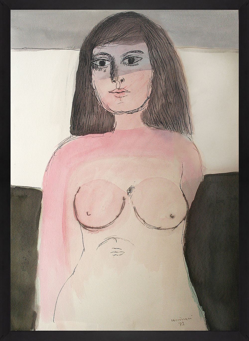 Bruno Cassinari 1912-1992
“Enrica”, 1972, guache on paper, 
cm 50&times;70. The frame, as 