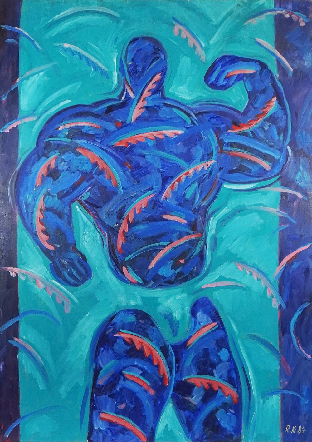 Reiner Karge 1944 - 1994. 
Untitled (Body Builder), 1984 , Oil on canvas, 
cm 95.5 &times; 137.5